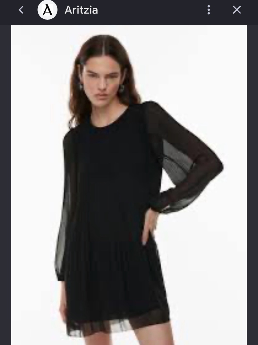 Wilfred Black Mini Dress with Sheer Long Sleeves